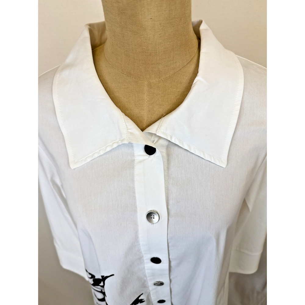 NWT Sassy BOUTIQUE #13450 White w/Black Pattern Button Down Tunic #0216 XS - Picture 6 of 12
